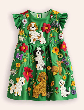 Green Park Play Pets Appliqué Dress